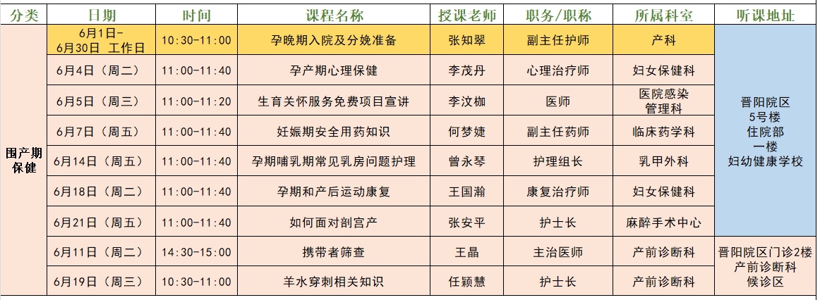 菠菜广告投放平台妇幼健康学校6月课程精彩预告